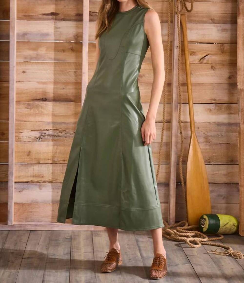 NEW HUNTER BELL sedona leeveless crew neck dress in olive